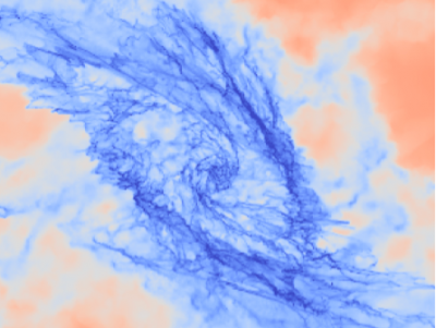 A top down column density image of a simulation of our Galaxy's Center